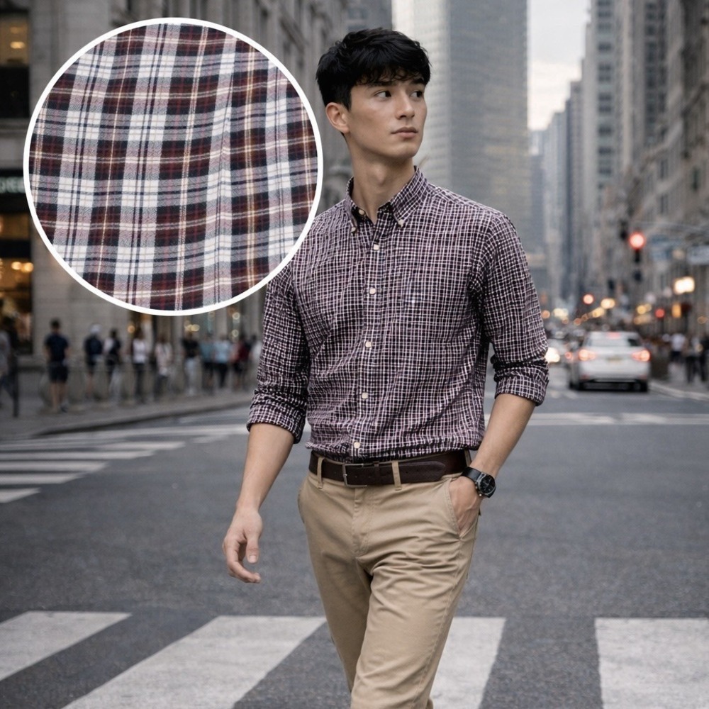Brooks Brothers Men's Vintage Burgundy Plaid Button Down Shirt Medium Hong Kong